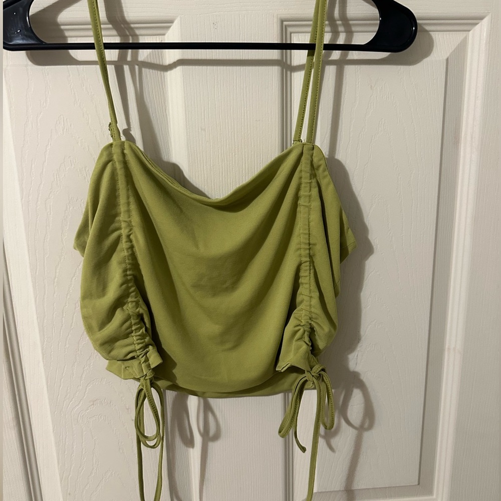 Matcha Green Cropped Tied Tank